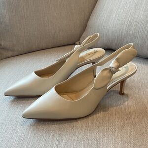 Alex Marie Cream Pointed Slingback Heels